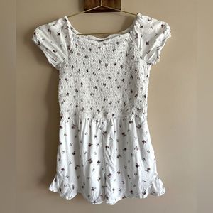Abercrombie Kids Girls White Floral Smocked Romper || size 9/10